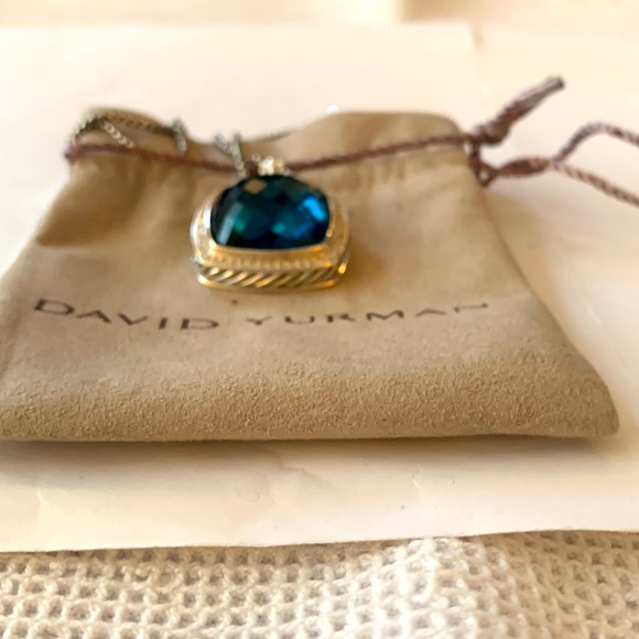 David Yurman 925 sterling silver chatelaine blue topaz with diamonds necklace - Picture 4 of 5